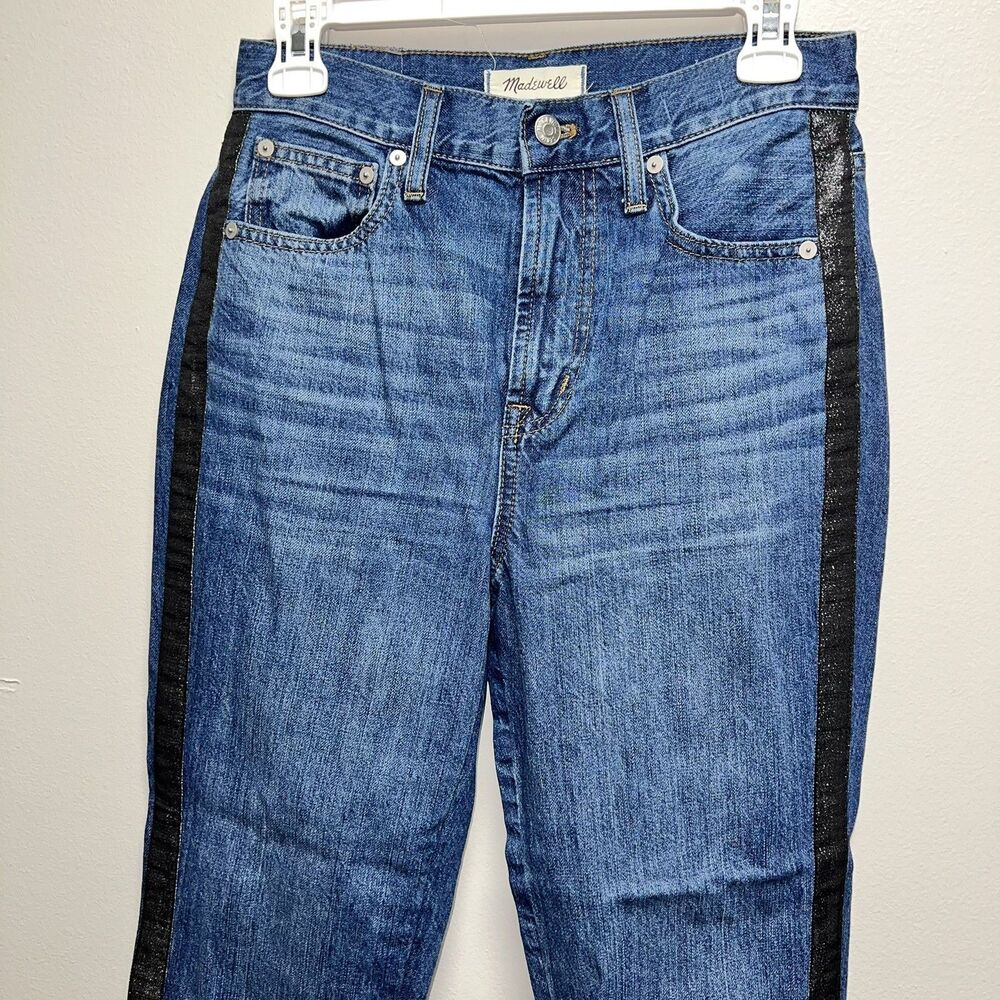 Madewell Jeans The Perfect Vintage AF692 Sz 26 Metallic Tuxedo Stripe High Rise - Picture 4 of 6